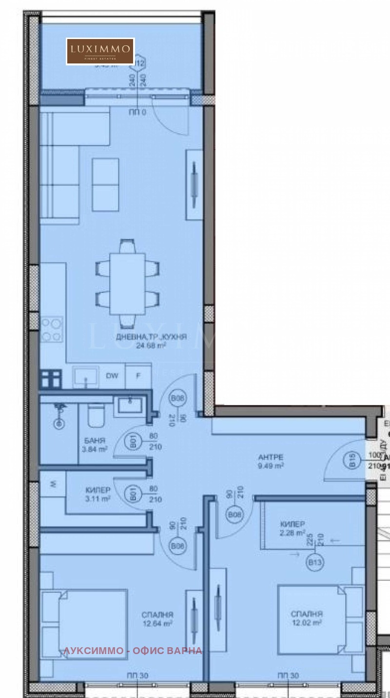 Myytävänä  2 makuuhuonetta Varna , m-t Zelenika , 105 neliömetriä | 11260276 - kuva [2]