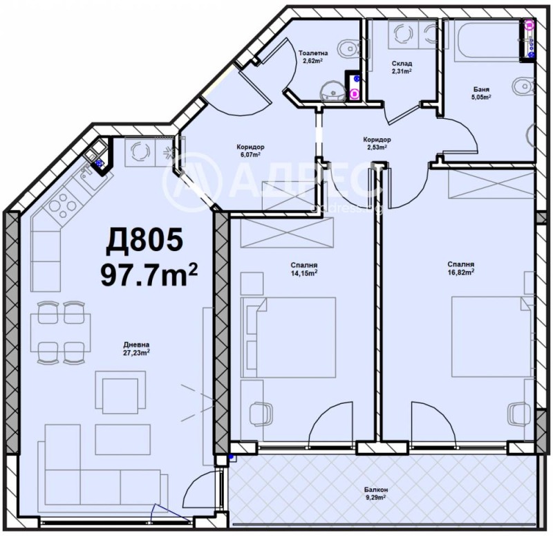 Продава 3-СТАЕН, гр. София, Полигона, снимка 4 - Апартаменти - 53365810