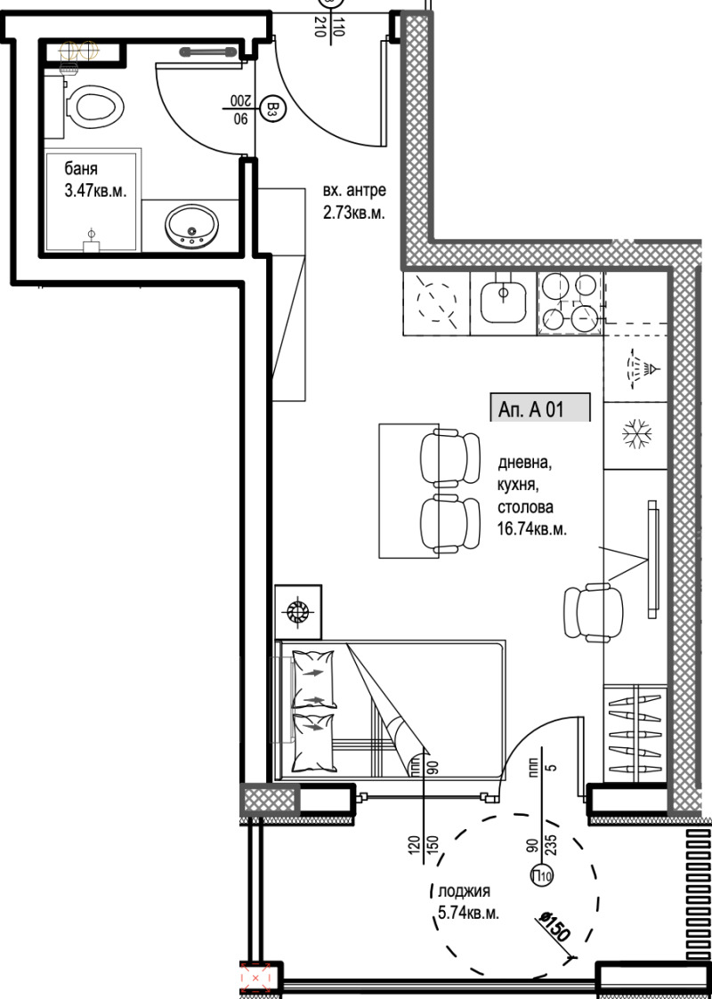 In vendita  Studio Plovdiv , Hristo Smirnenski , 38 mq | 59213533 - Immagine [2]