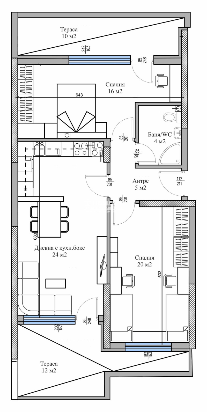 Myytävänä  2 makuuhuonetta Plovdiv , Trakija , 118 neliömetriä | 56732235 - kuva [4]