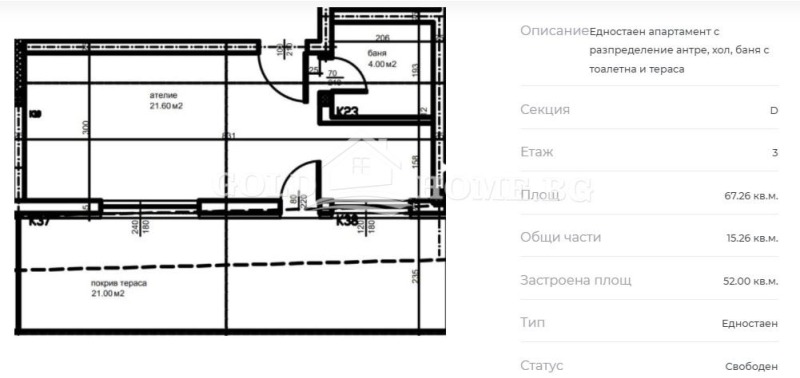 Продава  1-стаен град Пловдив , Тракия , 67 кв.м | 85654319 - изображение [2]