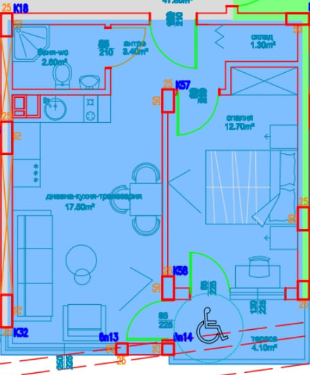 Till salu  1 sovrum Burgas , Slaveikov , 54 kvm | 12743272 - bild [2]