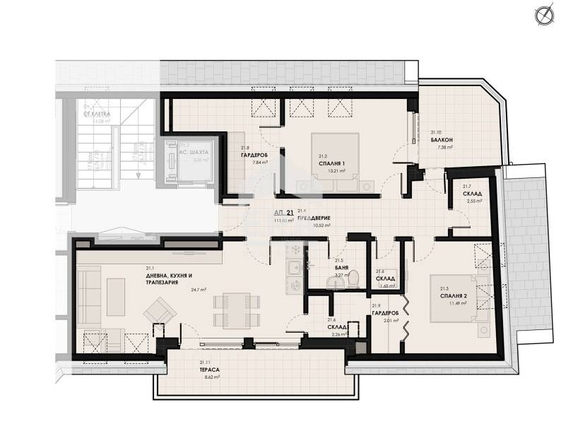 Satılık  2 yatak odası Sofia , Lagera , 130 metrekare | 57320708 - görüntü [6]