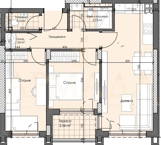 Продава 2-СТАЕН, гр. Пловдив, Гагарин, снимка 4 - Aпартаменти - 49282454