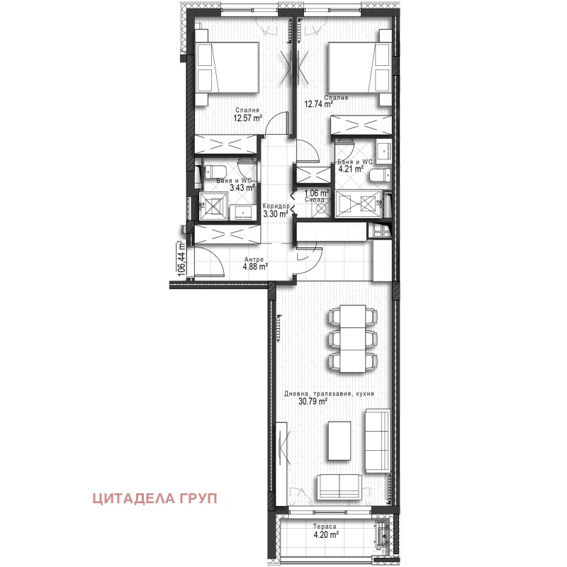 Myytävänä  2 makuuhuonetta Sofia , Krastova vada , 108 neliömetriä | 77453182 - kuva [5]