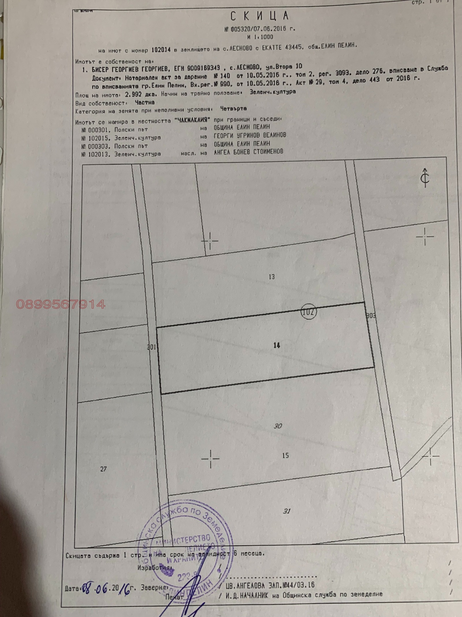 Продава  Парцел област София , с. Лесново , 2992 кв.м | 61596642