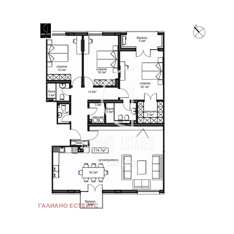 Zu verkaufen  3 Schlafzimmer Sofia , Krasno selo , 213 qm | 21084407 - Bild [7]