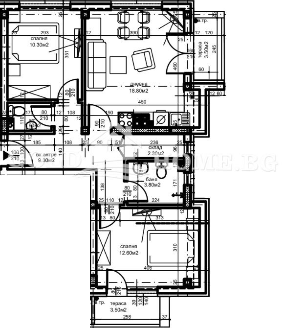 Myytävänä  2 makuuhuonetta Plovdiv , Hristo Smirnenski , 73 neliömetriä | 32631637 - kuva [4]