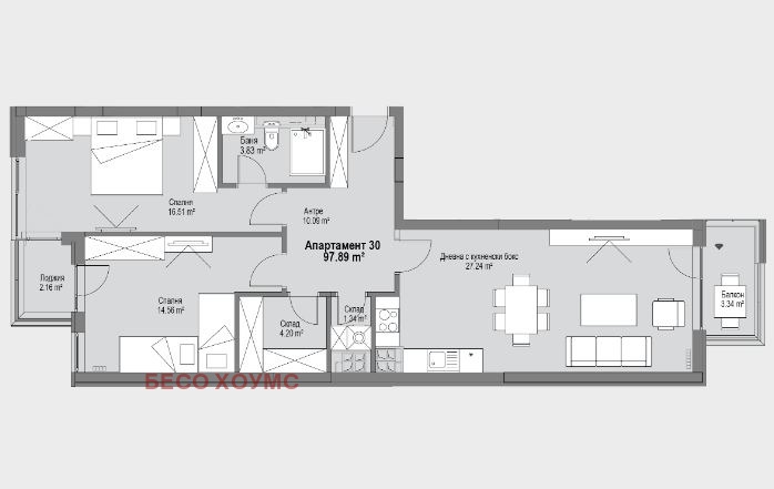 Eladó  2 hálószobás Sofia , Mladost 2 , 117 négyzetméter | 55896094 - kép [2]