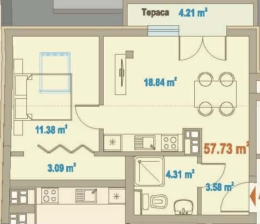 Продава 2-СТАЕН, гр. София, Зона Б-18, снимка 5 - Апартаменти - 54132393
