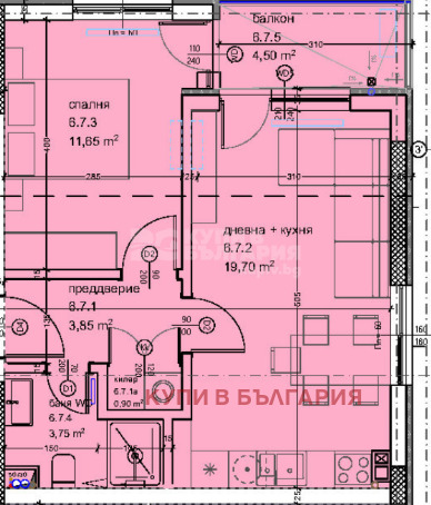 Zu verkaufen  1 Schlafzimmer Warna , Kajsiewa gradina , 63 qm | 63703606 - Bild [3]