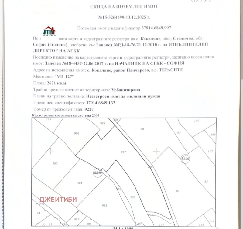 Продава ПАРЦЕЛ, гр. София, с. Кокаляне, снимка 3 - Парцели - 52226920