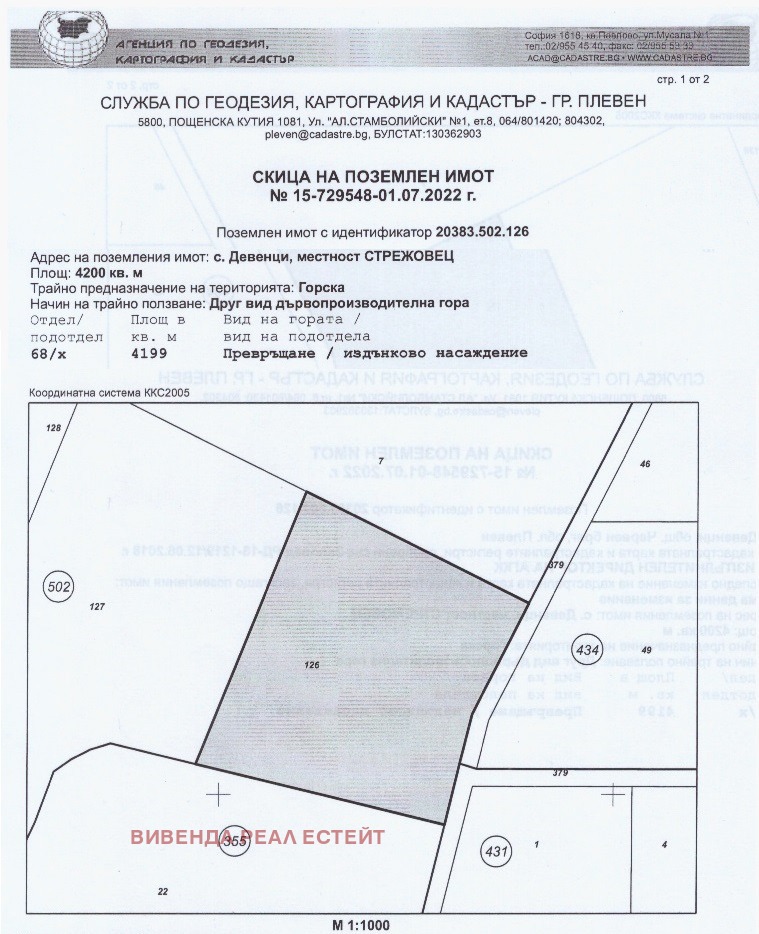 Продава ПАРЦЕЛ, с. Девенци, област Плевен