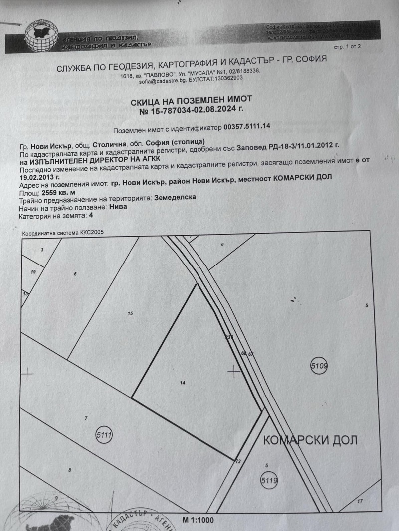 Продава ПАРЦЕЛ в град София, гр. Нови Искър - 2559 кв.м / 63 975 € » 125 124.22 лв., ЕСТЕЙТ ЧОЙС