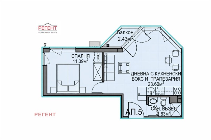 Продава 1-СТАЕН, гр. София, Обеля 2, снимка 2 - Апартаменти - 53332360
