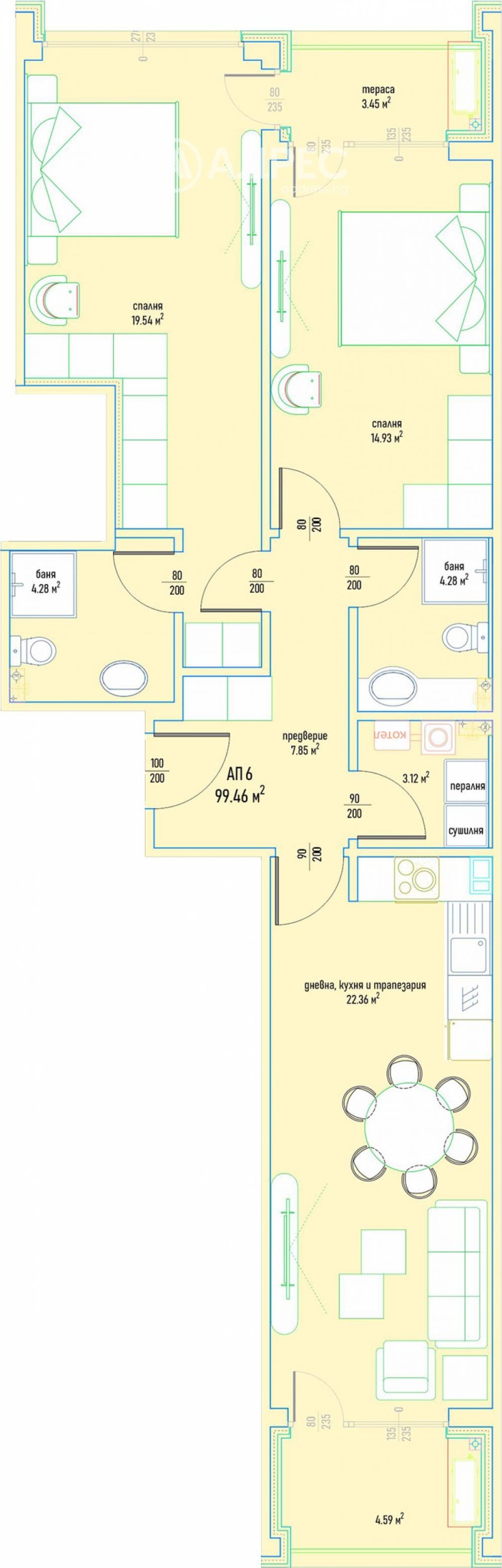 Продава 3-СТАЕН, гр. София, Малинова долина, снимка 3 - Aпартаменти - 48888462