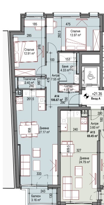 Te koop  2 slaapkamers Sofia , Podujane , 102 m² | 50999549 - afbeelding [3]