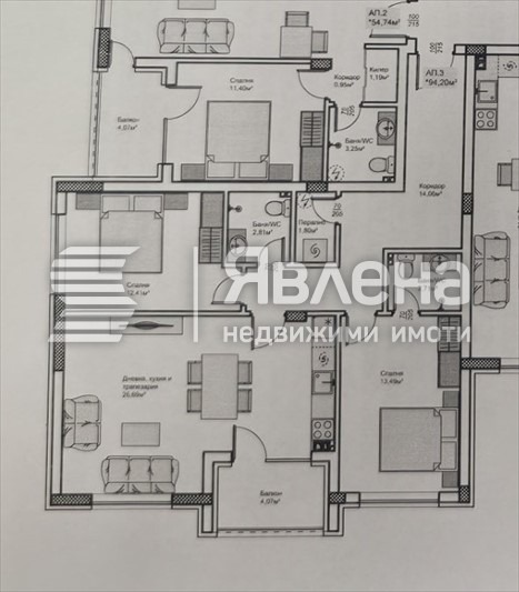 Προς πώληση  2 υπνοδωμάτια Βαρνα , Ηζγρεβ , 117 τ.μ | 55080363 - εικόνα [2]