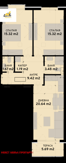 2 спаваће собе Овча купел 2, Софија 1