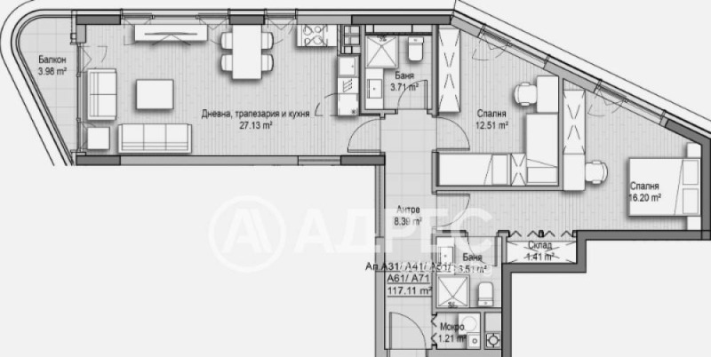 For Sale  2 bedroom Sofia , Hladilnika , 117 sq.m | 14660410