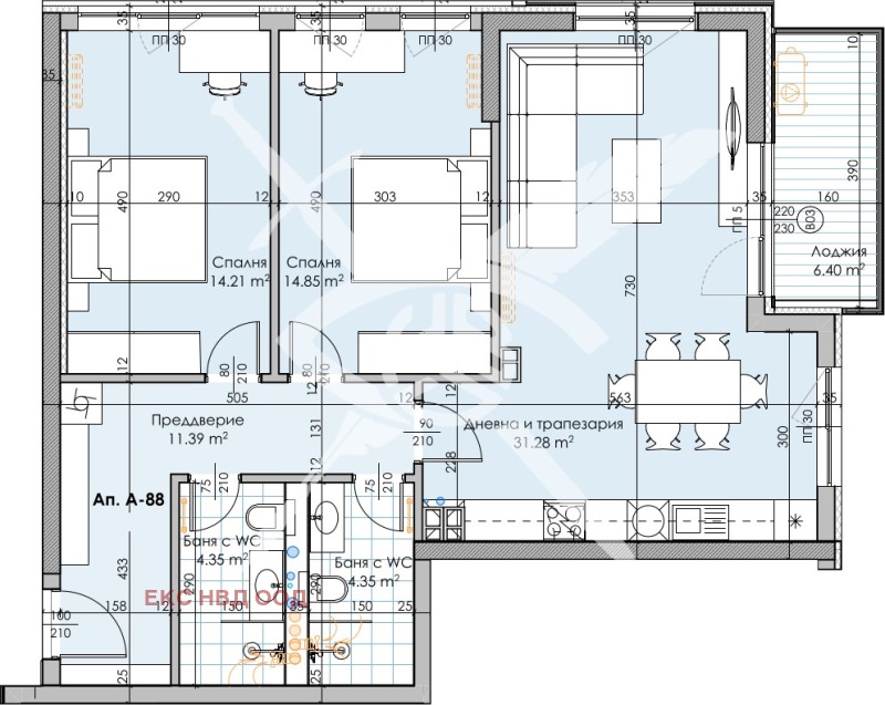 Продаја  2 спаваће собе Пловдив , Каршијака , 121 м2 | 28226292