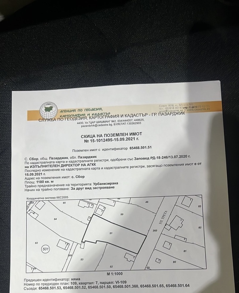 Продава ПАРЦЕЛ в област Пазарджик, с. Сбор - 1180 кв.м / 18 000 € » 35 204.94 лв., ЕВРОПА БГ