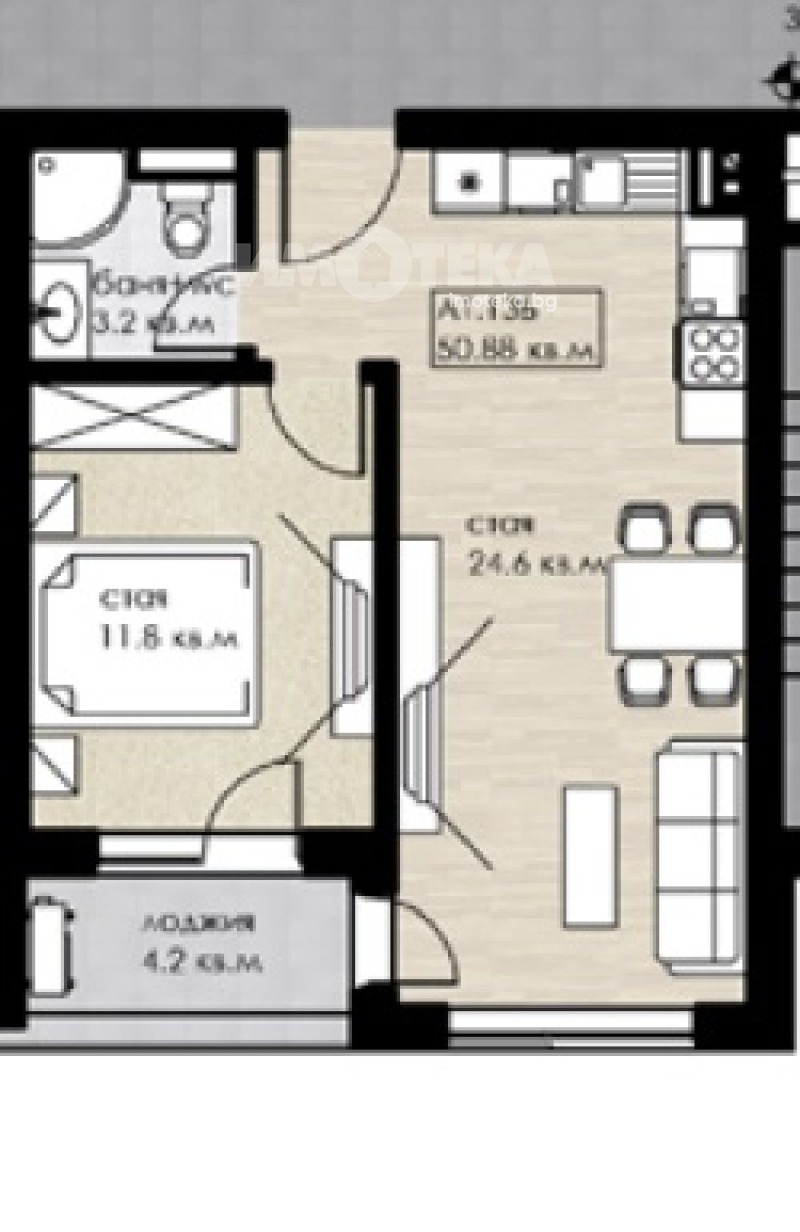 Na prodej  1 ložnice Sofia , Družba 2 , 60 m2 | 33700758 - obraz [2]