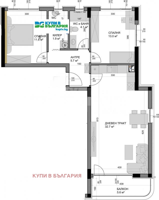 Myytävänä  2 makuuhuonetta Varna , Vladislav Varnentšik 1 , 109 neliömetriä | 74719392 - kuva [7]
