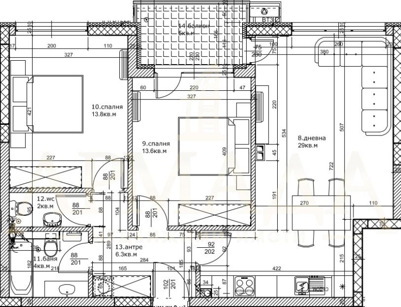 En venta  2 dormitorios Plovdiv , Ostromila , 94 metros cuadrados | 40991383