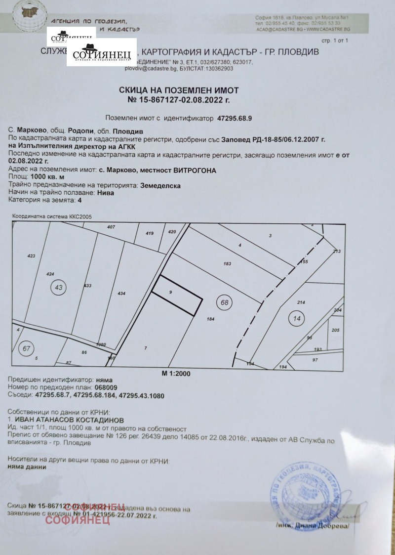 Продава ПАРЦЕЛ, с. Марково, област Пловдив, снимка 1 - Парцели - 49291640