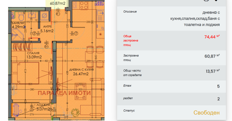 Продаја  1 спаваћа соба Пловдив , Тракија , 74 м2 | 91637971 - слика [3]