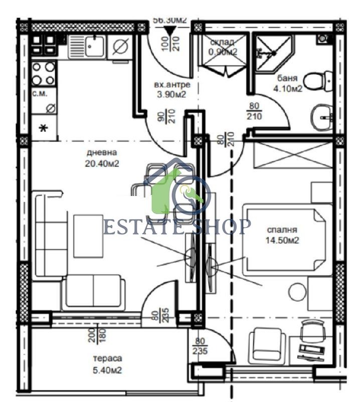 Zu verkaufen  1 Schlafzimmer Plowdiw , Juschen , 57 qm | 95373209 - Bild [10]