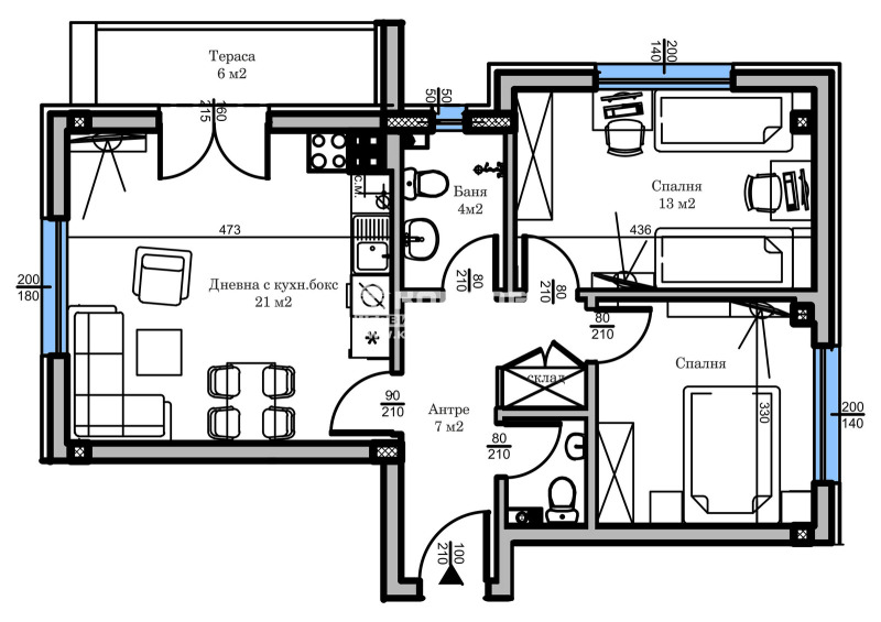 De vânzare  2 dormitoare Plovdiv , Hristo Smirnensci , 92 mp | 73855153 - imagine [2]