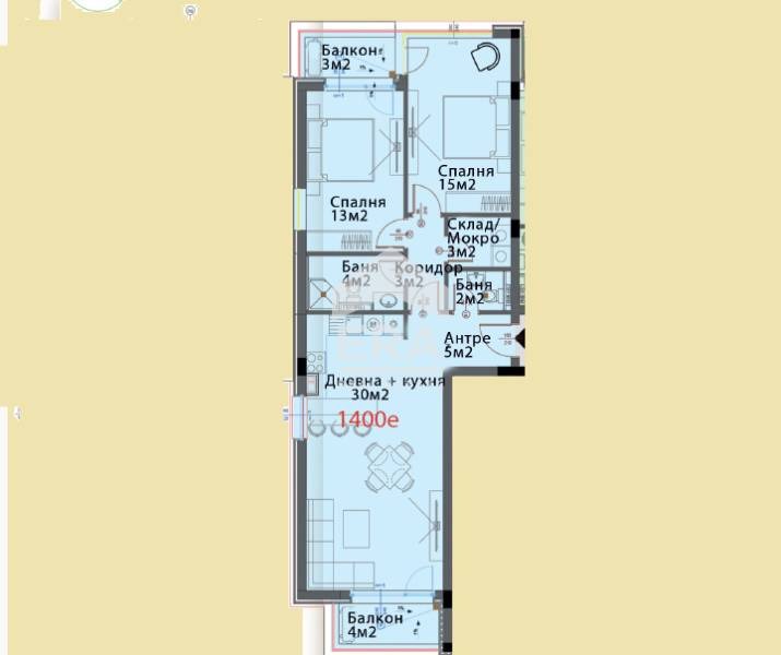 Продава 3-СТАЕН, гр. София, Модерно предградие, снимка 2 - Aпартаменти - 49375471