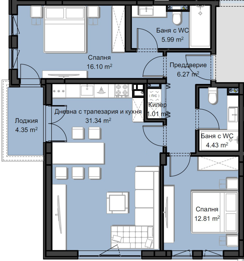 Продается  2 спальни Пловдив , Западен , 122 кв.м | 80624586 - изображение [2]