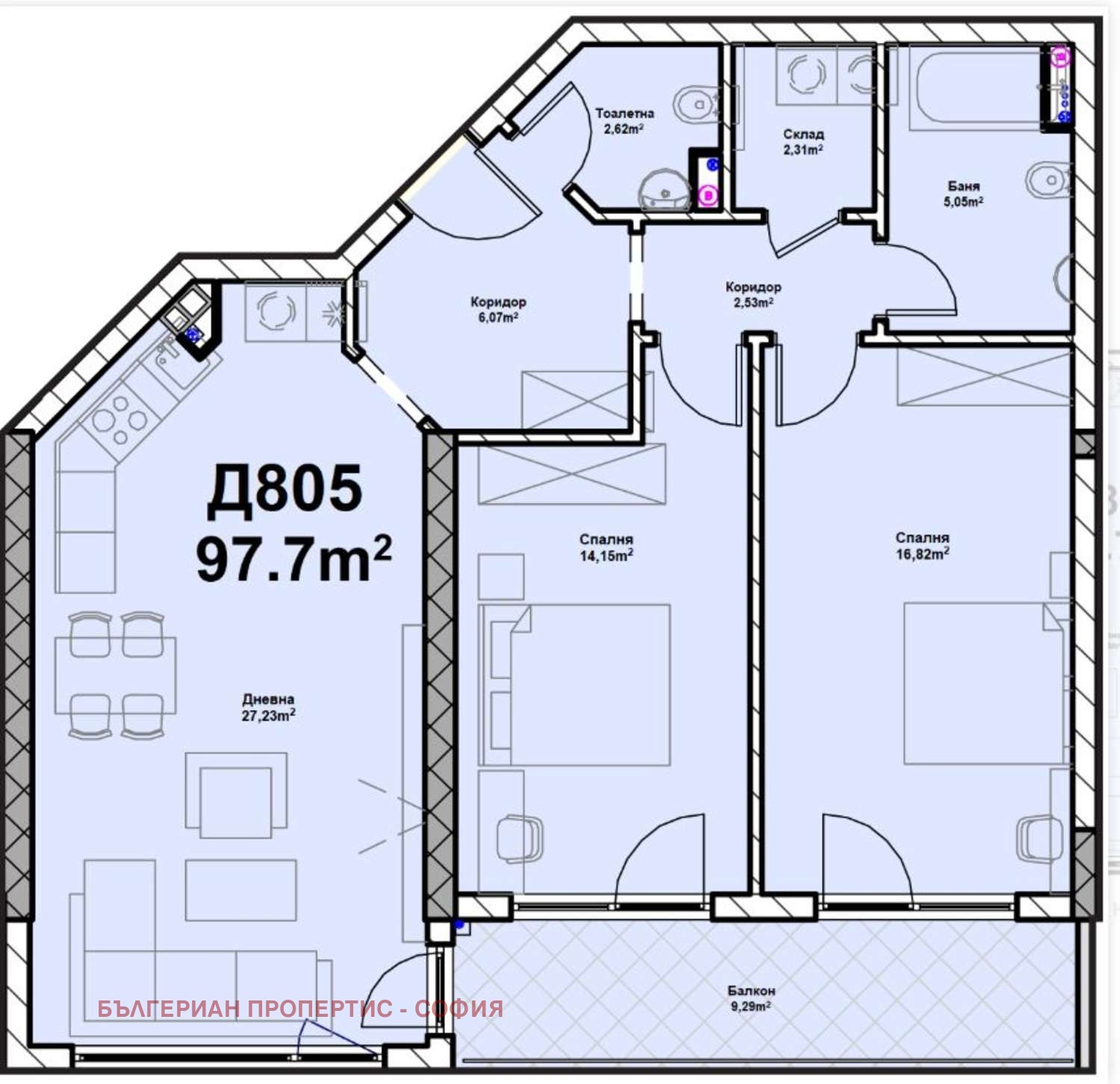 Продава 3-СТАЕН, гр. София, Полигона