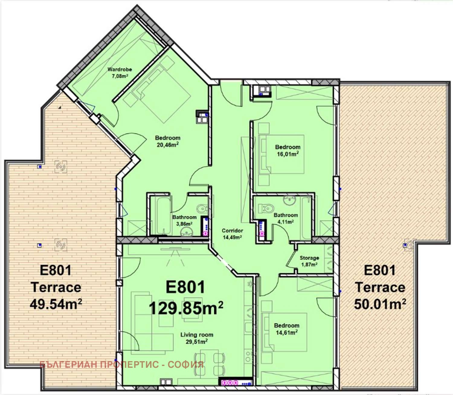 Продава 4-СТАЕН, гр. София, Полигона, снимка 11 - Апартаменти - 53710067