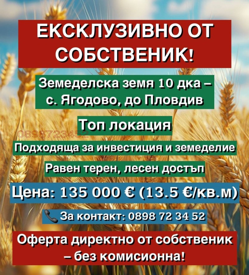 Til salg  Grund region Plovdiv , Yagodovo , 10000 kvm | 22981743