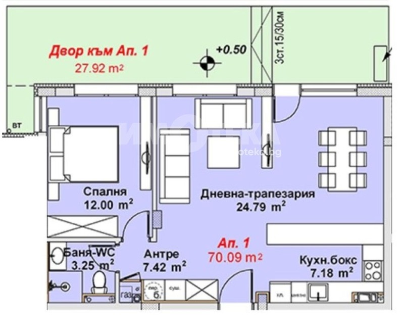 Till salu  1 sovrum Sofia , Bojana , 71 kvm | 91512385