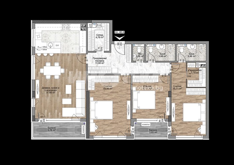 En venta  3+ dormitorios Sofia , Mladost 4 , 168 metros cuadrados | 86932194 - imagen [3]