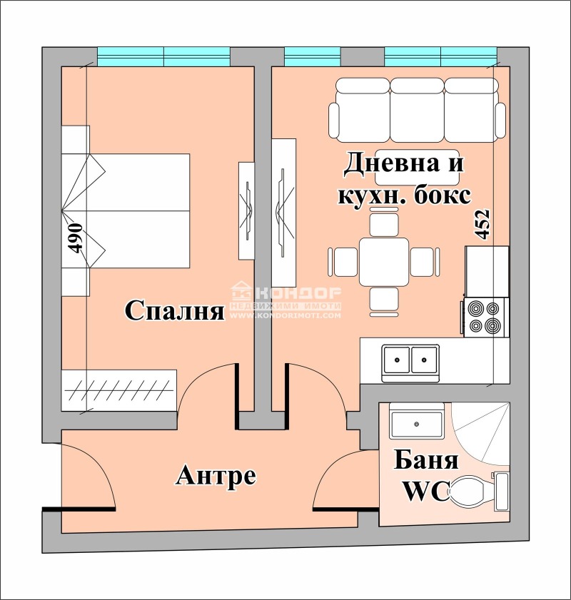 Till salu  1 sovrum Plovdiv , Trakija , 69 kvm | 77746242 - bild [2]