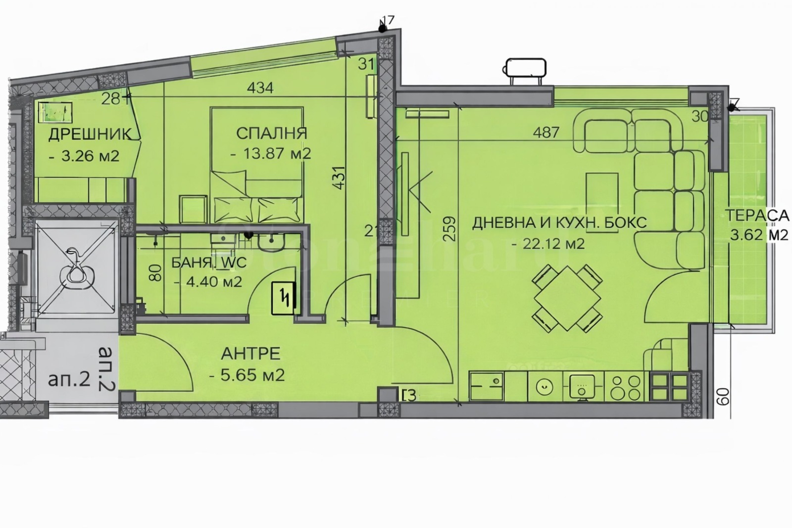 Продава 2-СТАЕН, гр. Пловдив, Коматево, снимка 6 - Апартаменти - 53710612
