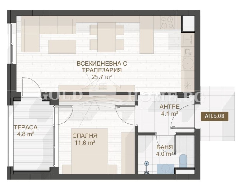 Na prodej  1 ložnice Plovdiv , Centar , 55 m2 | 28293573 - obraz [4]