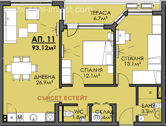 In vendita  2 camere da letto Burgas , Meden rudnik - zona V , 93 mq | 26246552 - Immagine [2]