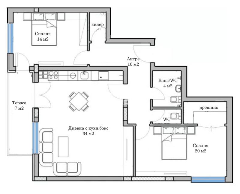 En venta  2 dormitorios Plovdiv , Mladezhki Jalm , 119 metros cuadrados | 46390341