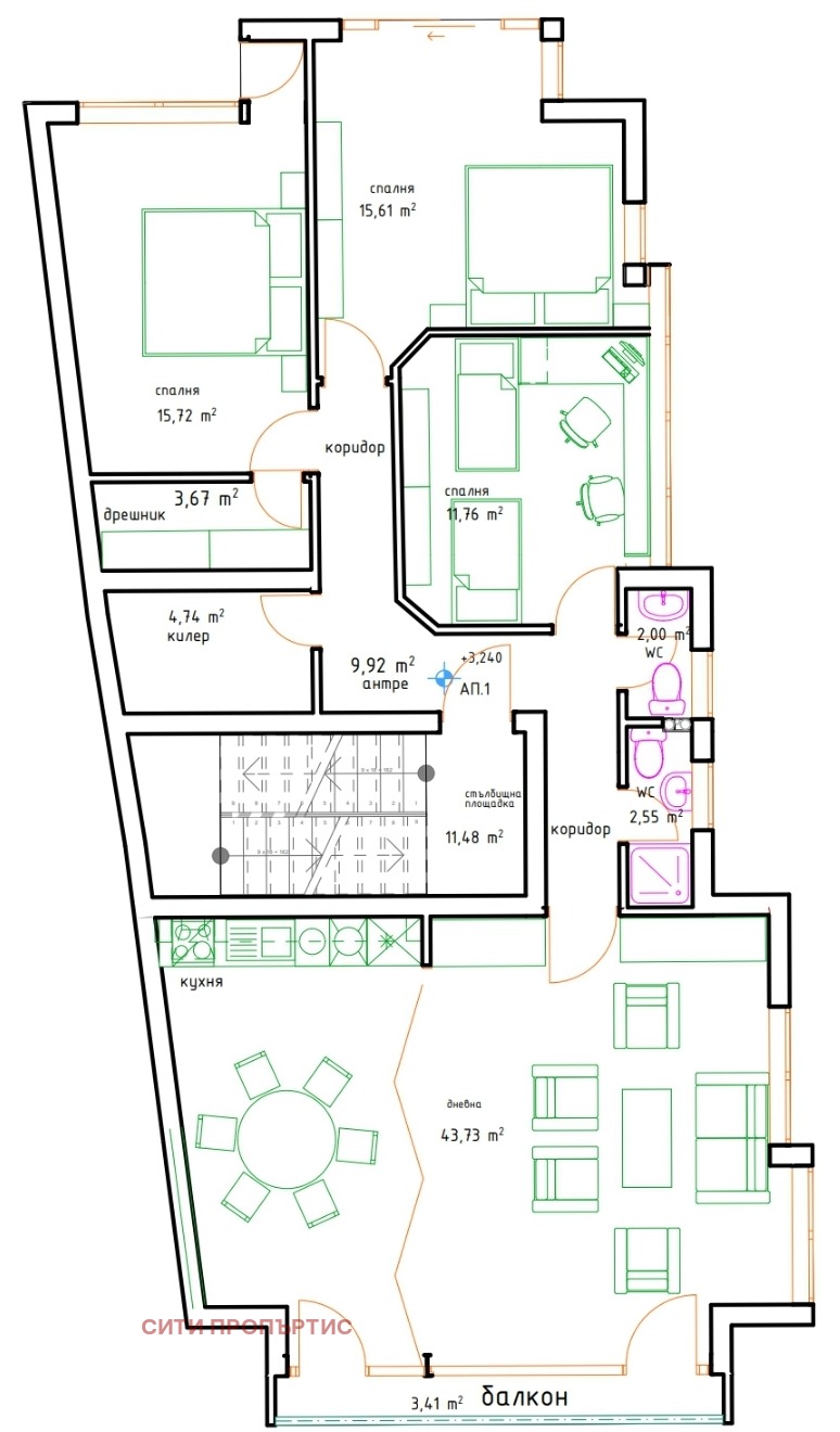 Продава МНОГОСТАЕН, гр. Благоевград, Баларбаши, снимка 5 - Aпартаменти - 48079584