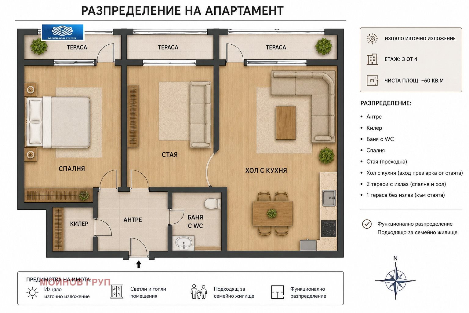 Продава 3-СТАЕН, гр. София, Мусагеница, снимка 2 - Апартаменти - 55639849
