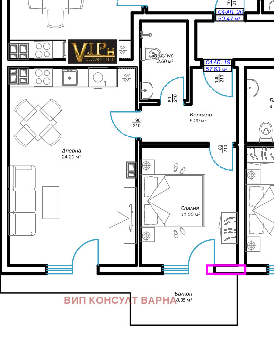 Продава  2-стаен град Варна , Възраждане 3 , 58 кв.м | 80016784 - изображение [3]