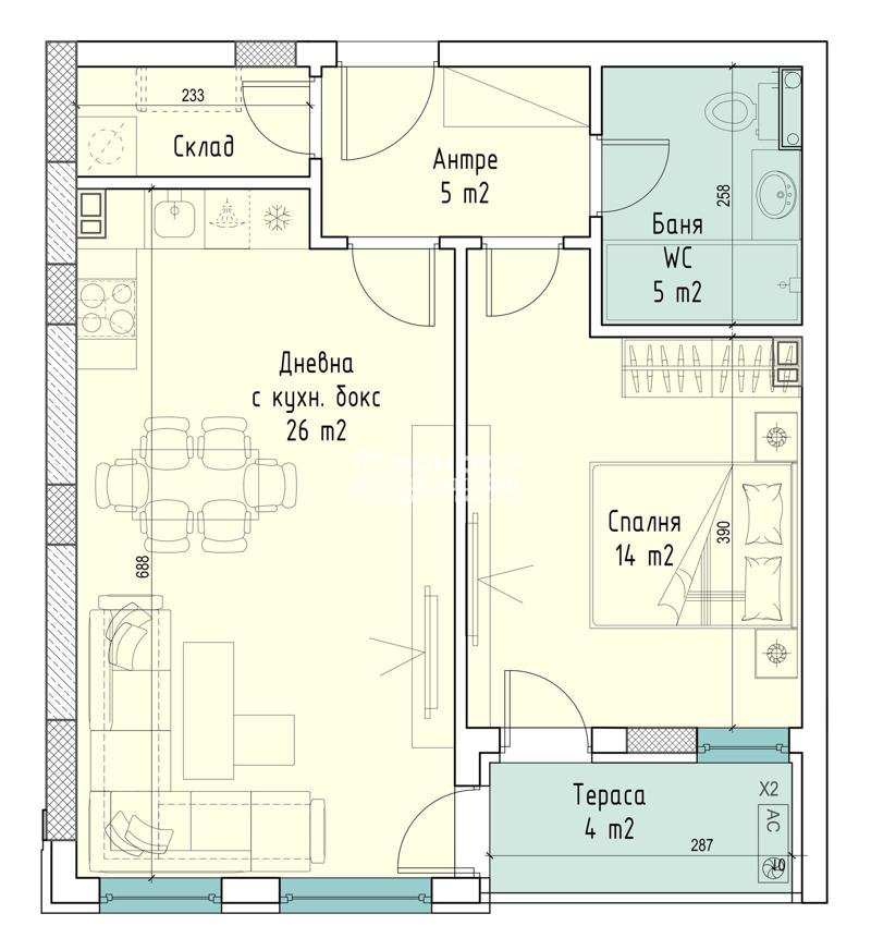 En venta  1 dormitorio Plovdiv , Tsentar , 79 metros cuadrados | 81507528 - imagen [2]