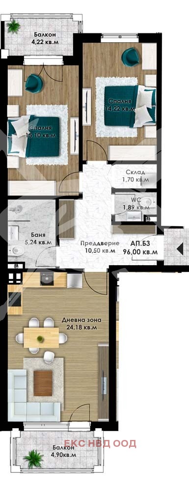 En venta  2 dormitorios Plovdiv , Ostromila , 113 metros cuadrados | 65345746